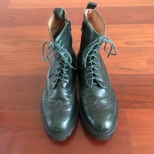 Jeffery Campbell Green Leather Oxford Boots
